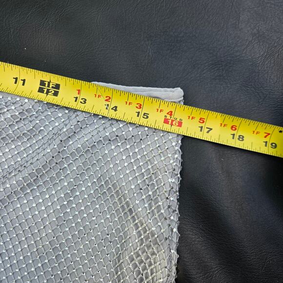 Revolve WeWoreWhat Festival Rave Disco Silver Crystal Sheer Mesh Mini Skirt 14 - Picture 11 of 12